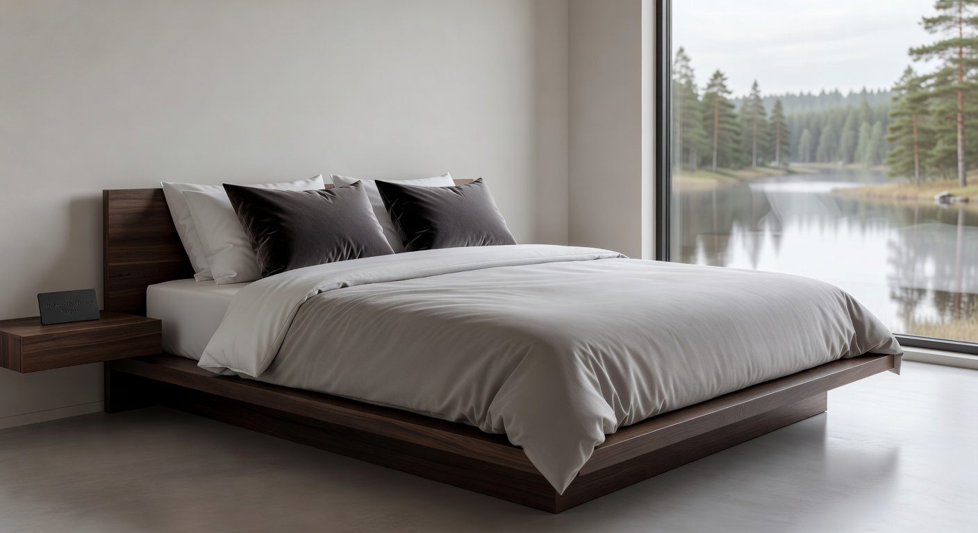 Luxurious modern bed in a minimalist hotel room