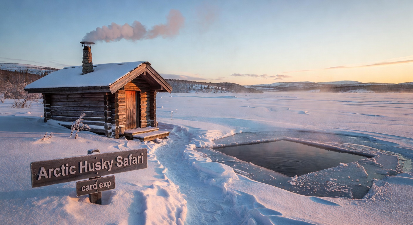 Traditional Finnish wood-burning sauna by a calm blue lake